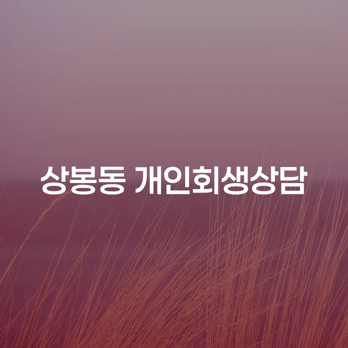 상봉동 개인회생상담, 나에게 맞는 회생 방법은?