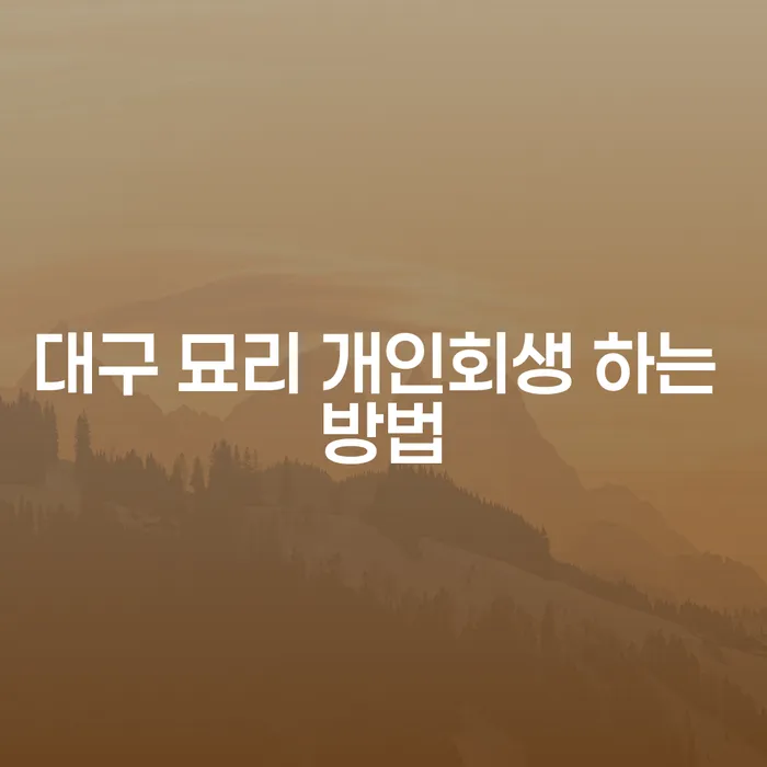 대구 묘리 개인회생, 어떻게 시작해야 할까요?